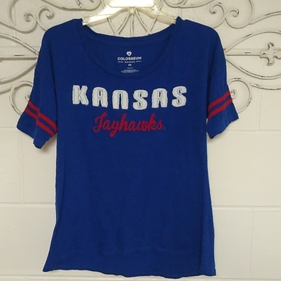 KANSAS JAYHAWKS NCAA BASKETBALL, COLOSEUM APPLIQUE, COTTON TEE SHIRT - Picture 1 of 6
